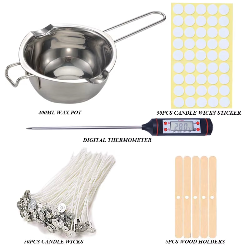 Candle Making Kit DIY Candles Craft Tools Candle Making Pouring Pot Candle Wicks Candle Wicks Sticker 3-Hole Candle Wicks Holder