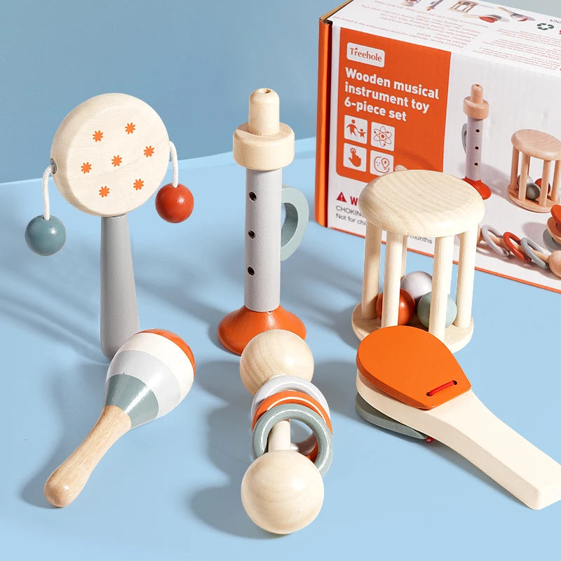 Baby Musical Instruments Wooden Toys Montessori Percussion Instruments Drut Set with Xylophone Preschool Educational Kids Gifts
