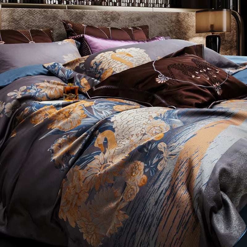 1500TC Jacquard Bedding Set Egyptian Cotton Queen King Linens (Thin Thick Sheet Duvet Cover) Underwear