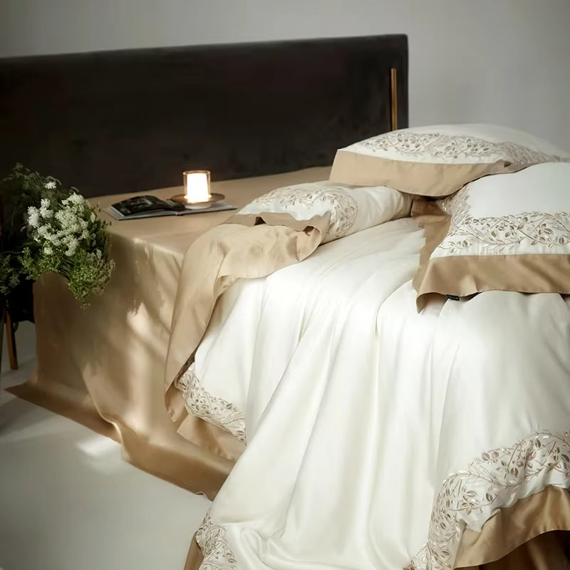 80S Egyptian Cotton Bedding Set King Queen Size Sheet Blanket Cover Pillowcase Bed Linens Solid Color