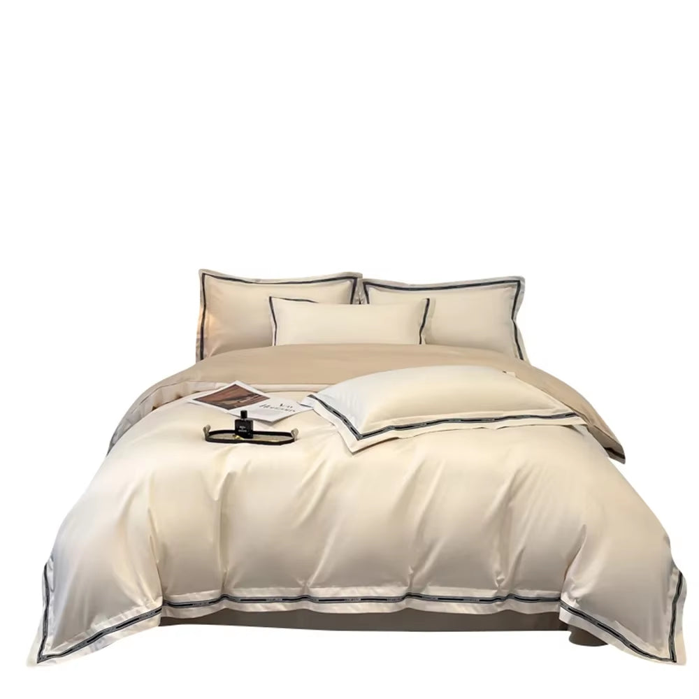 Egyptian Cotton Fitted Sheets Pillowcase Duvet Cover Bedding Sets Queen King Size Bed Linens Solid Color