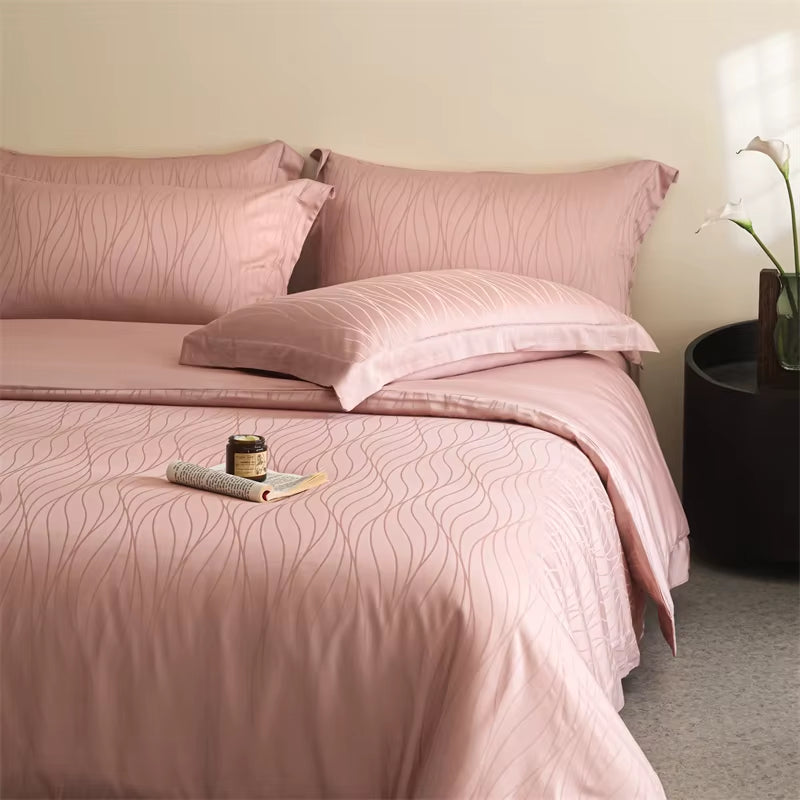 Lyocell Jacquard Bedding Sets Bed Linens Sheet Pillowcase Blanket Cover King Queen Europe Double Size