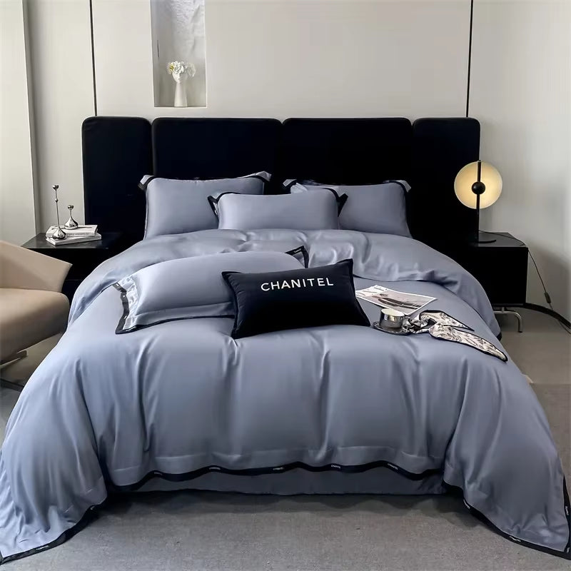 60S Lyocell Silked Bed Linens Bedding Set Sheet Pillowcase Duvet Cover Twin Queen King Size
