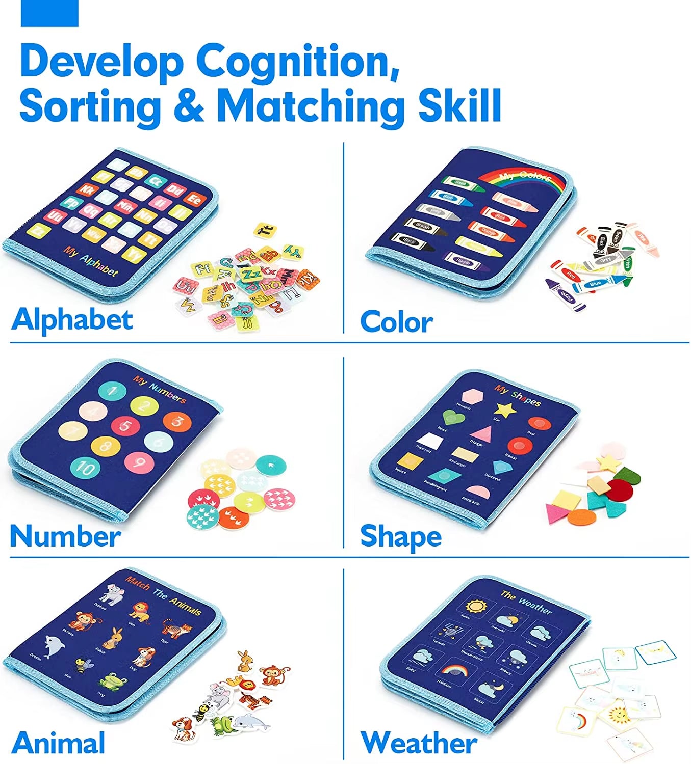 Montessori Toys Busy Board Toddler Sensory Activity Developing Board for Motor Skills, Educational Travel Activity Toys