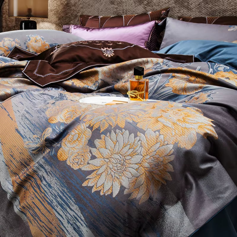 1500TC Jacquard Bedding Set Egyptian Cotton Queen King Linens (Thin Thick Sheet Duvet Cover) Underwear