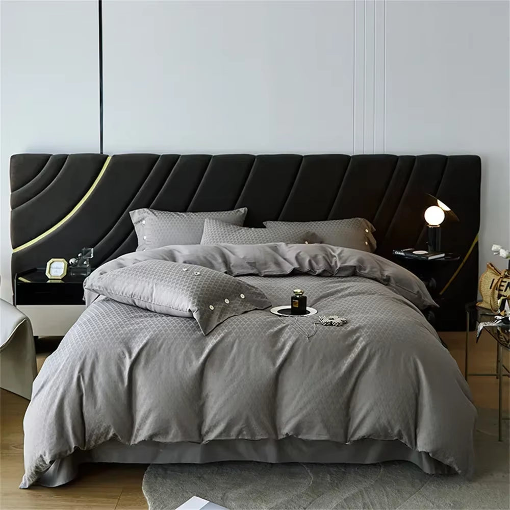 100 Egyptian Cotton Jacquard Bedlinens Ru Europe Queen King Size Set Fitted Sheet Duvet Cover Bedding