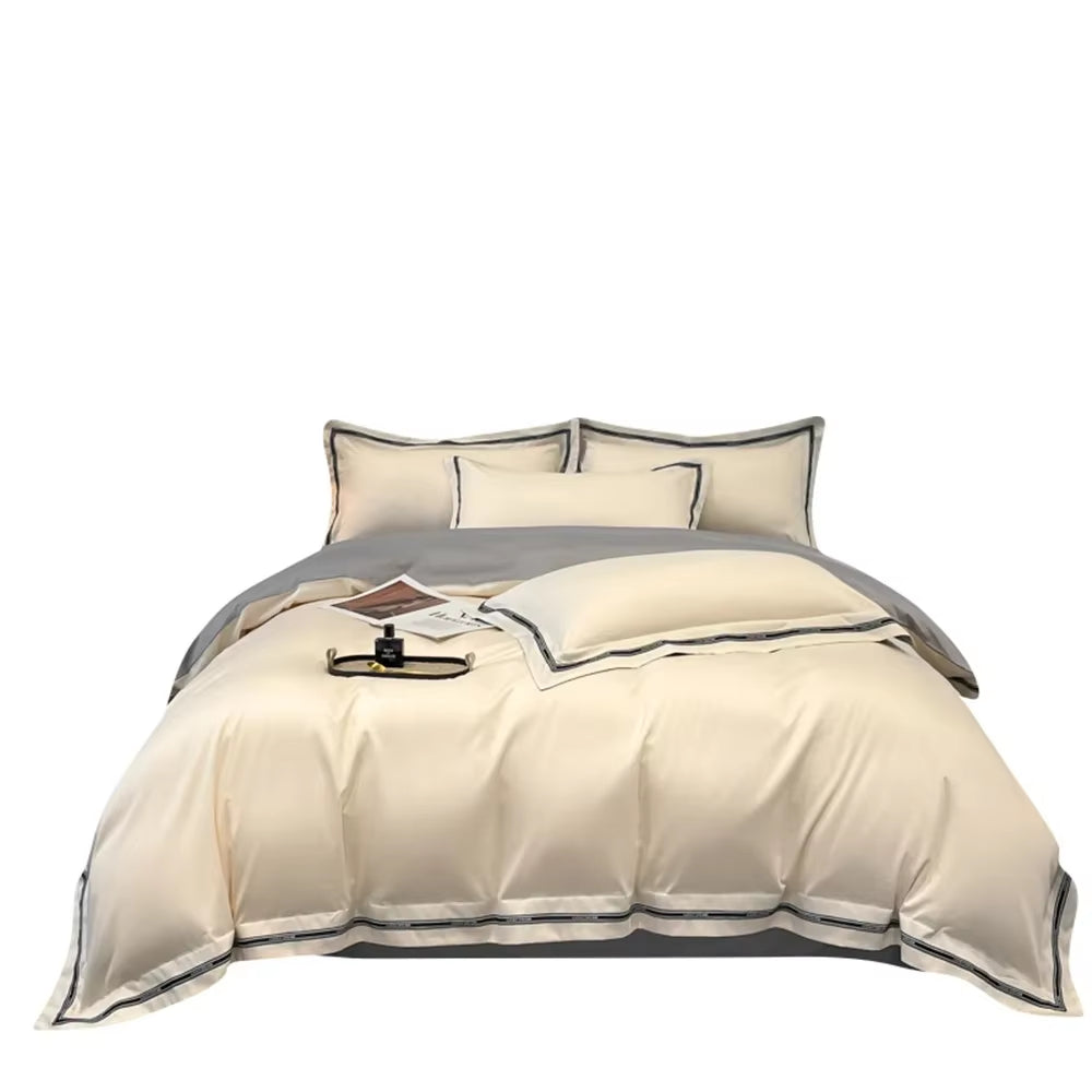 Egyptian Cotton Fitted Sheets Pillowcase Duvet Cover Bedding Sets Queen King Size Bed Linens Solid Color