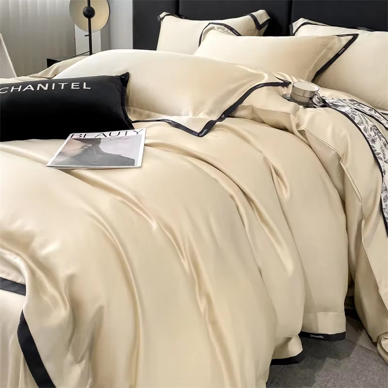60S Lyocell Silked Bed Linens Bedding Set Sheet Pillowcase Duvet Cover Twin Queen King Size