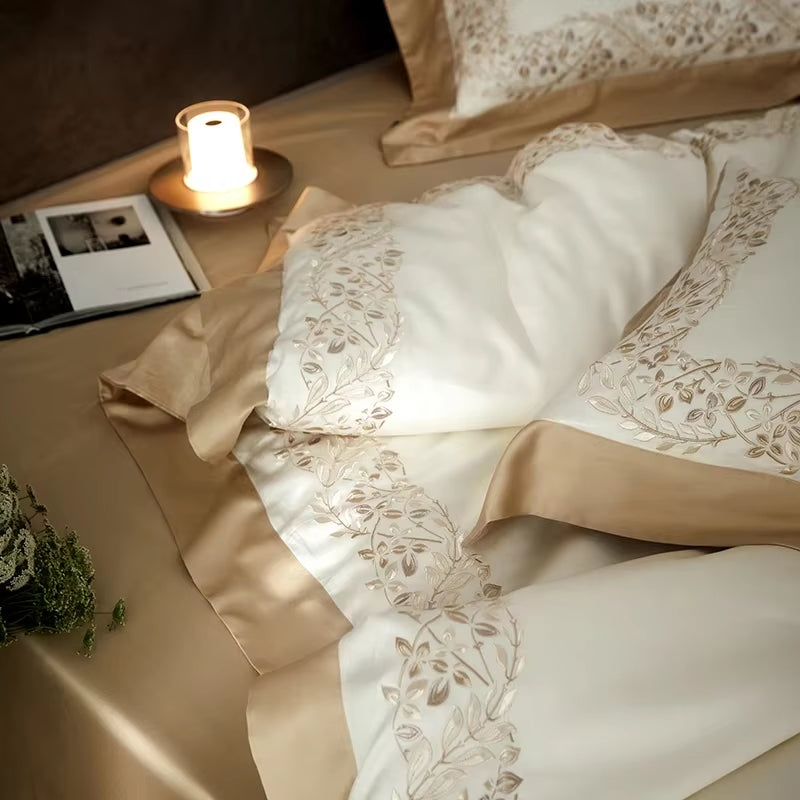 80S Egyptian Cotton Bedding Set King Queen Size Sheet Blanket Cover Pillowcase Bed Linens Solid Color