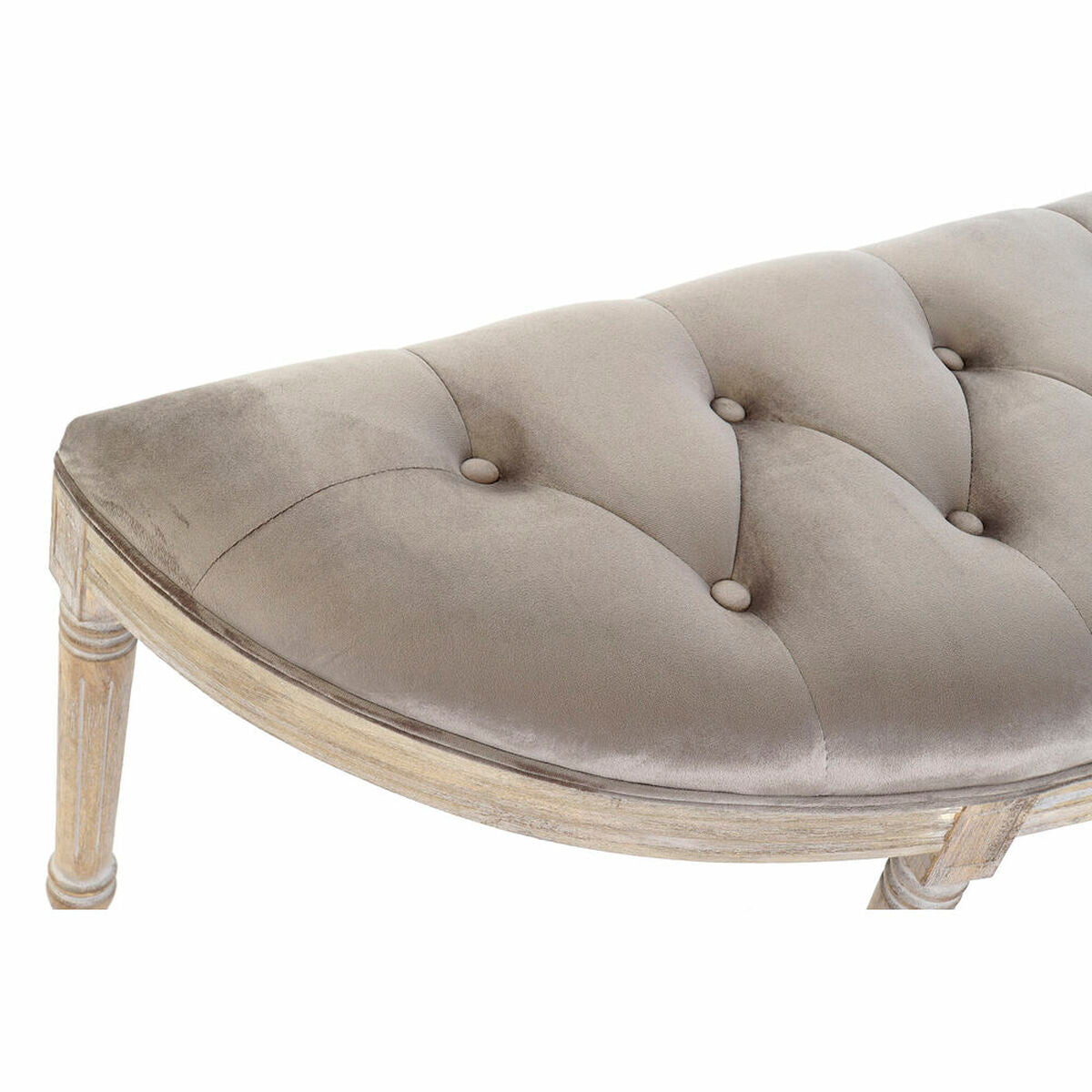 Bench DKD Home Decor Natural Grey Polyester Velvet Rubber wood (125