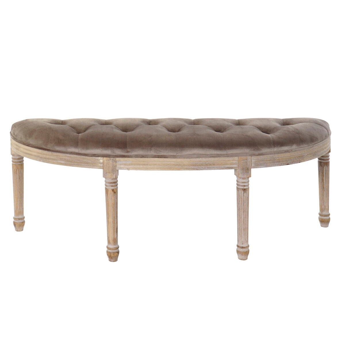Bench DKD Home Decor Natural Grey Polyester Velvet Rubber wood (125