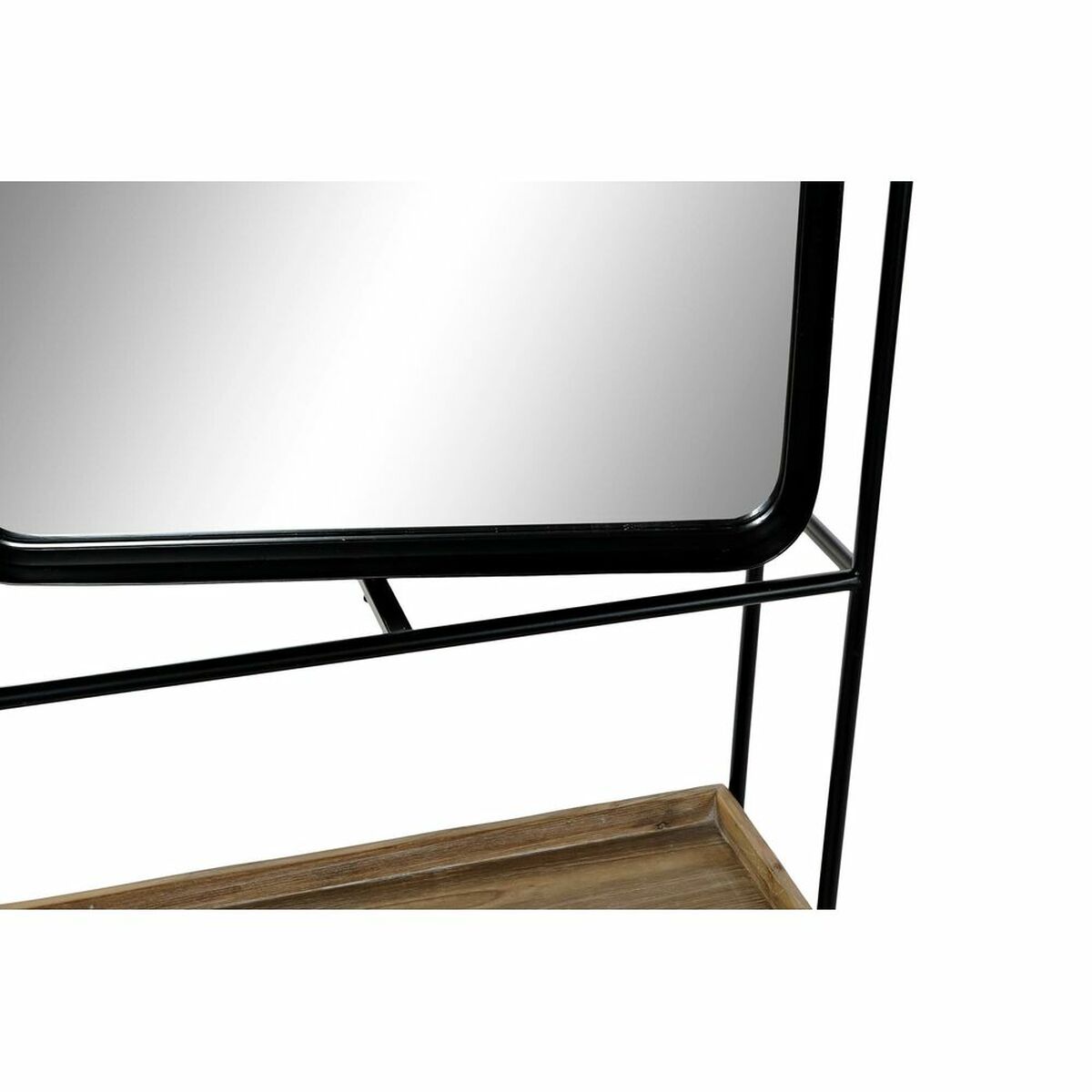 Wall mirror DKD Home Decor Black Natural Wood Metal Mirror 60 x 17 x
