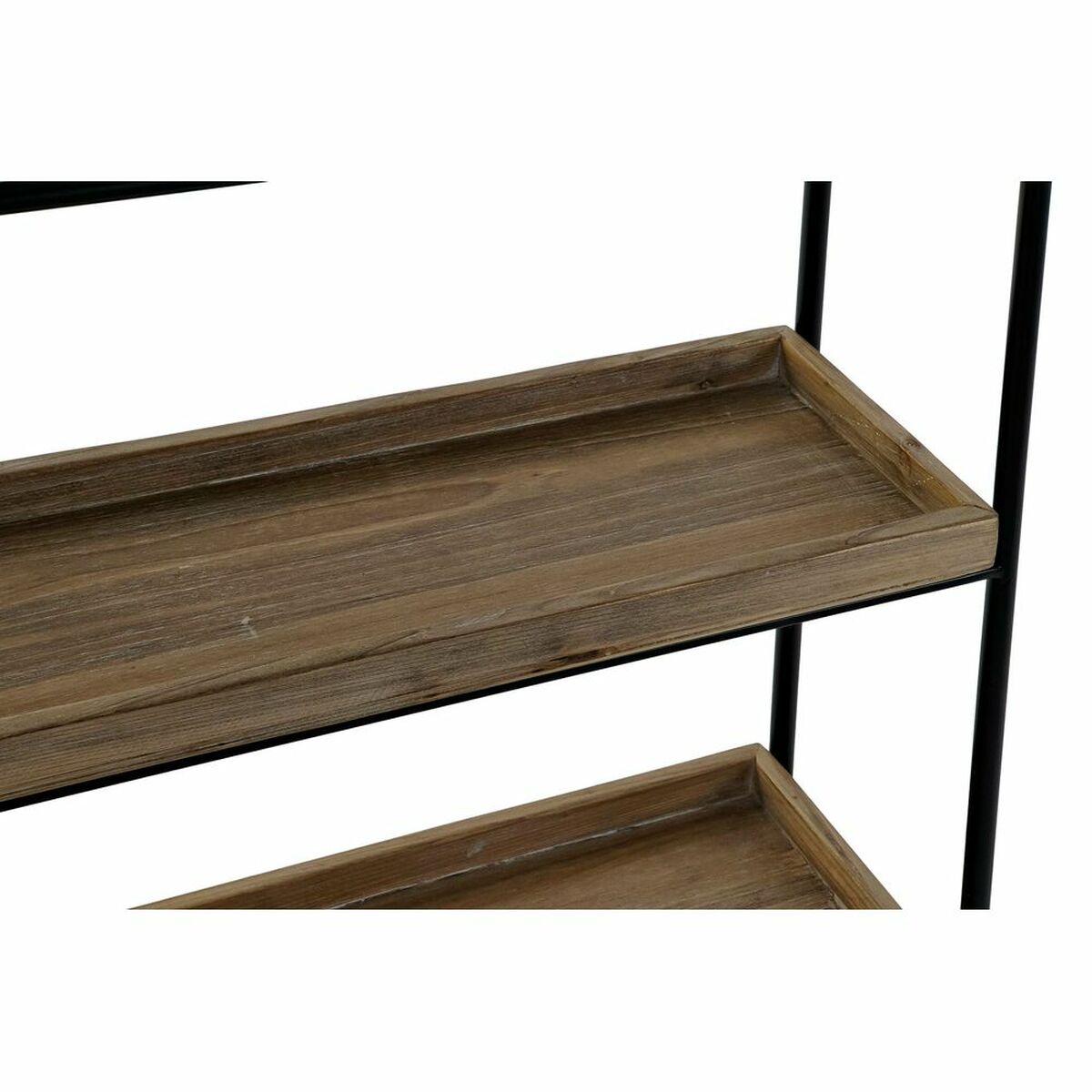 Wall mirror DKD Home Decor Black Natural Wood Metal Mirror 60 x 17 x