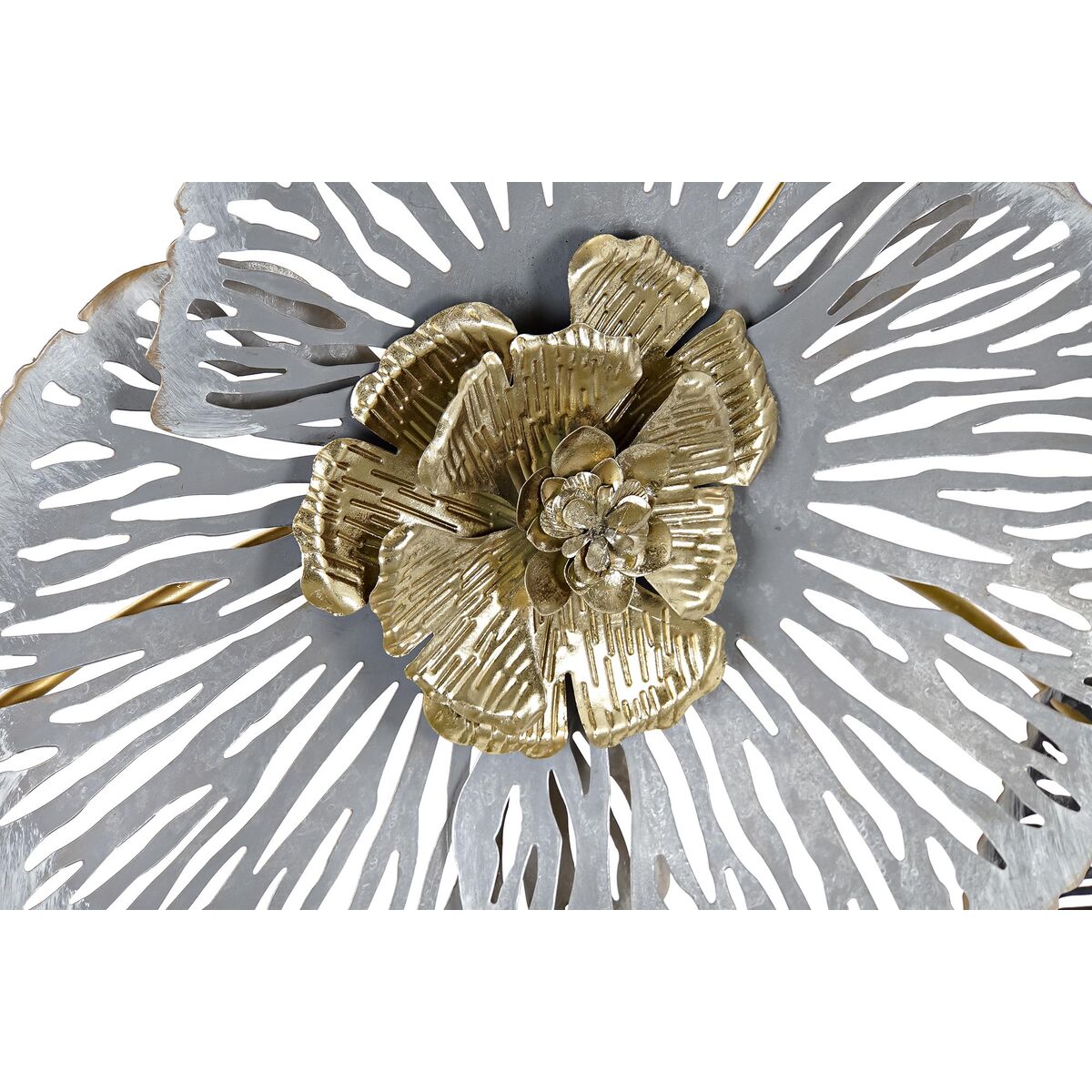 Console DKD Home Decor Mirror Grey Golden Metal Flowers (15.6 x 46.4 x