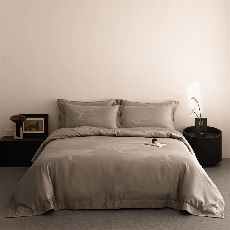 Lyocell Jacquard Bedding Sets Bed Linens Sheet Pillowcase Blanket Cover King Queen Europe Double Size