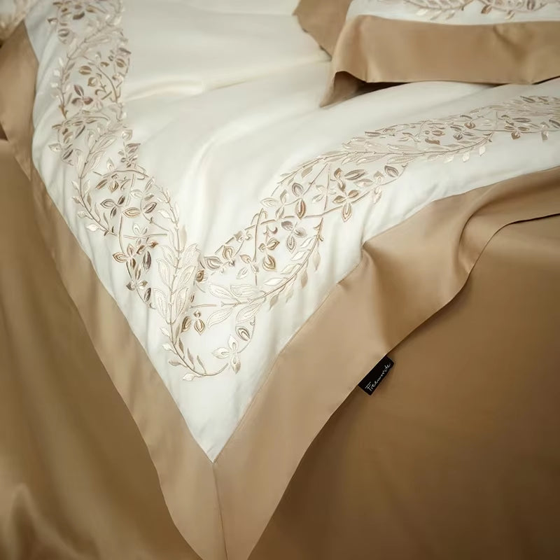80S Egyptian Cotton Bedding Set King Queen Size Sheet Blanket Cover Pillowcase Bed Linens Solid Color