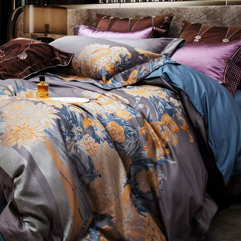 1500TC Jacquard Bedding Set Egyptian Cotton Queen King Linens (Thin Thick Sheet Duvet Cover) Underwear