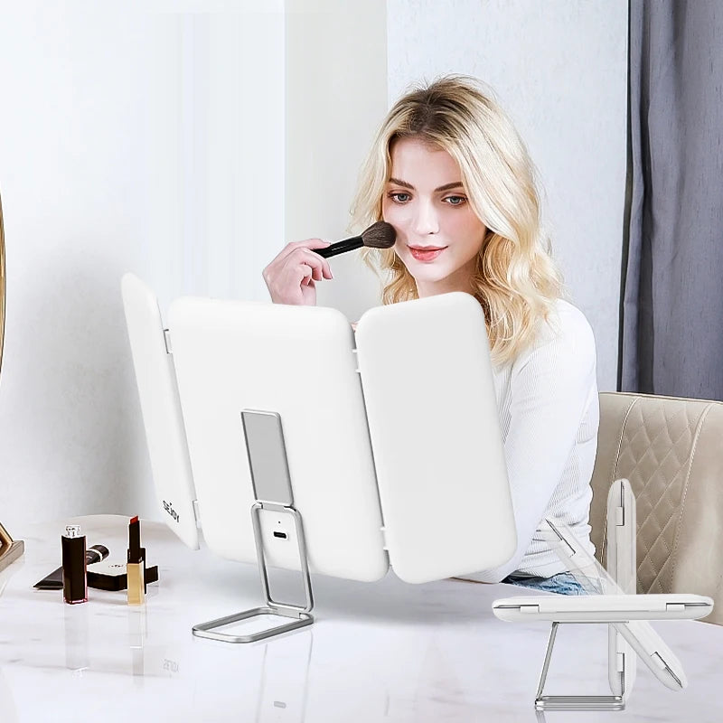 SEJOY Makeup Mirror with Lights, 1X 3X 7X Magnifying Mirror, Touch Control, Trifold Makeup Mirror, Portable LED Makeup Mirror