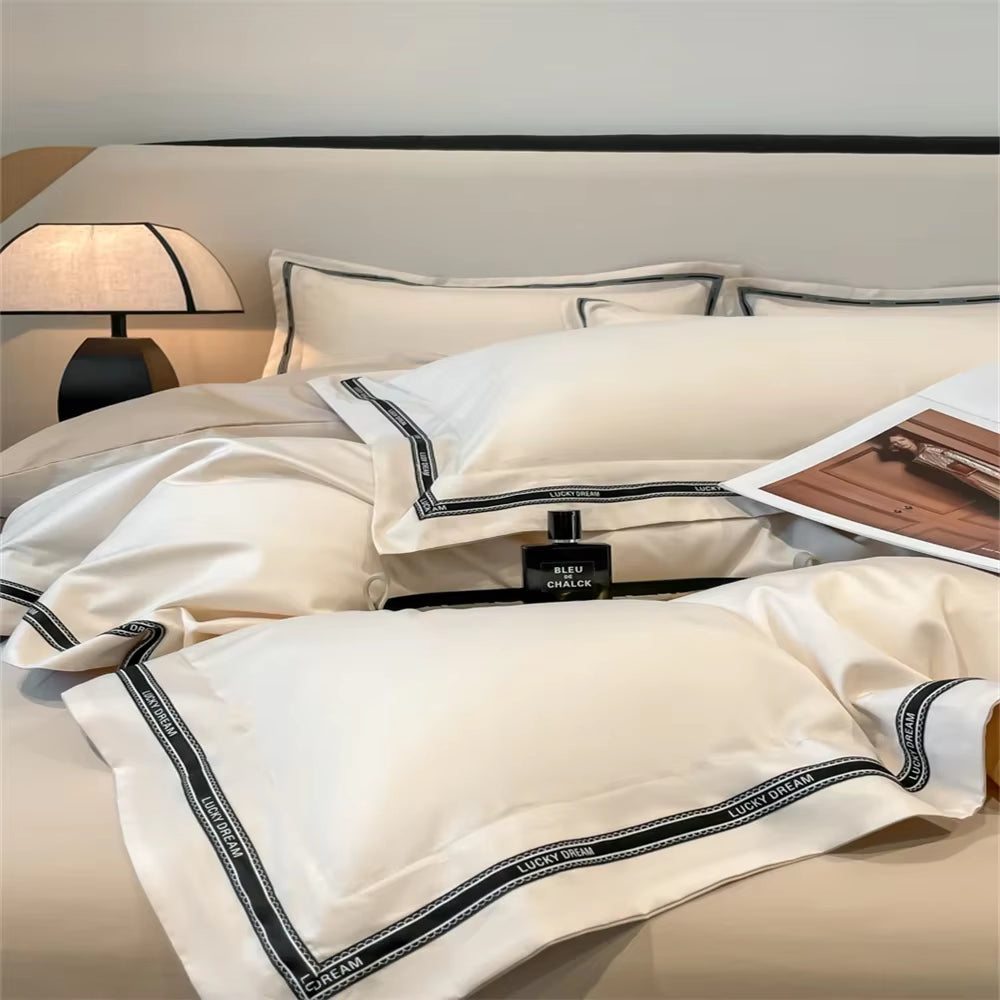 Egyptian Cotton Fitted Sheets Pillowcase Duvet Cover Bedding Sets Queen King Size Bed Linens Solid Color