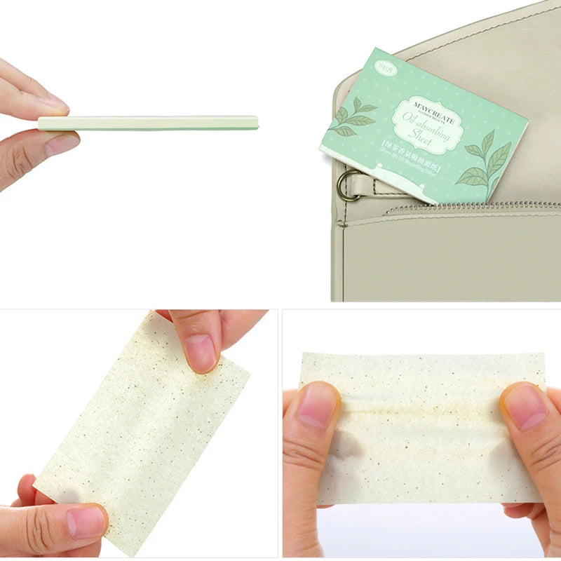 100 Tablets of Portable Facial Oil-Absorbing Paper Oil Control Cleansing Oily Facial Blotting Matte Tissue Beauty Makeup Tools