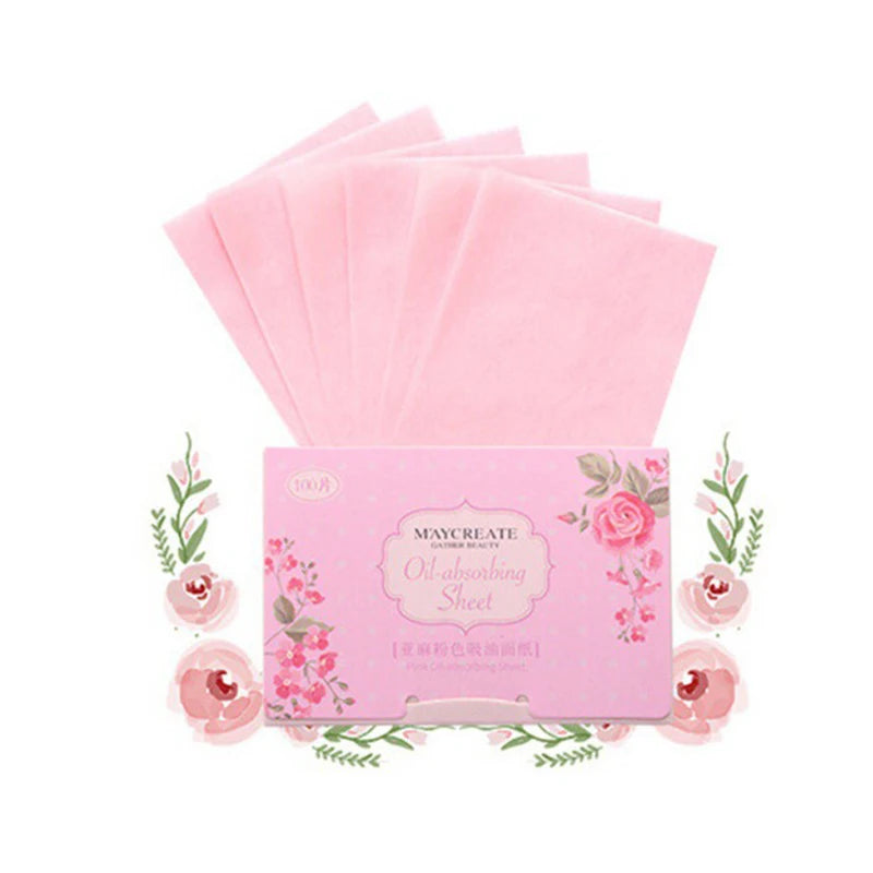 100 Tablets of Portable Facial Oil-Absorbing Paper Oil Control Cleansing Oily Facial Blotting Matte Tissue Beauty Makeup Tools