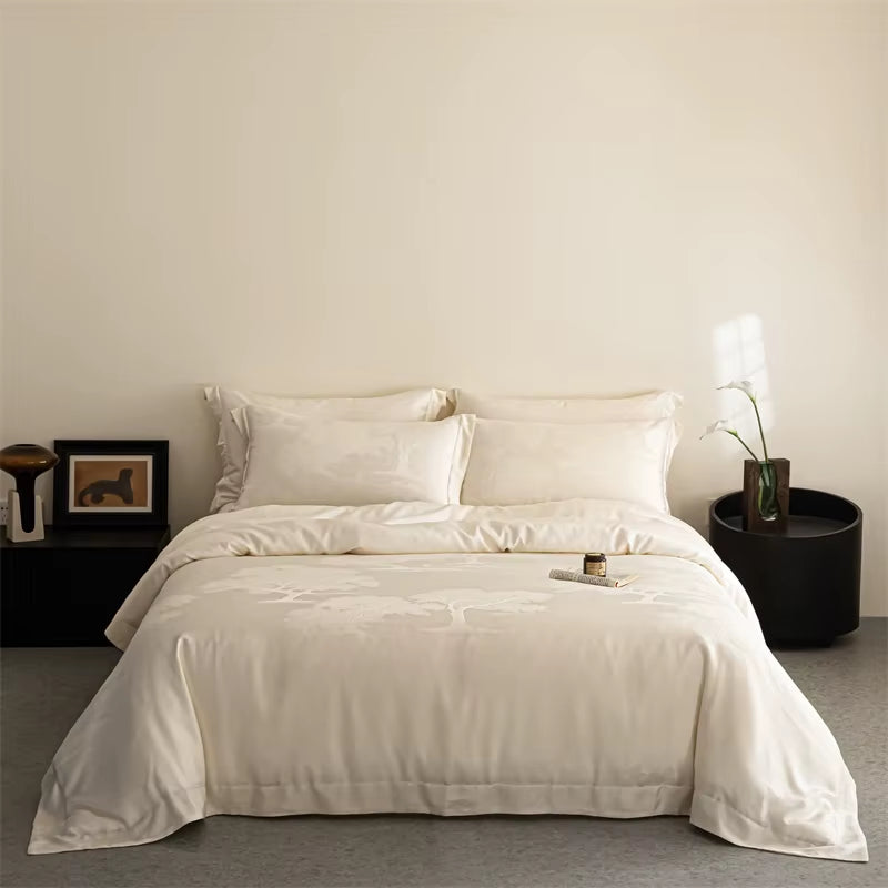 Lyocell Jacquard Bedding Sets Bed Linens Sheet Pillowcase Blanket Cover King Queen Europe Double Size
