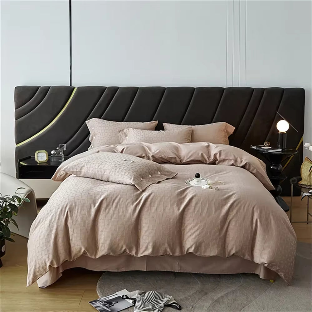 100 Egyptian Cotton Jacquard Bedlinens Ru Europe Queen King Size Set Fitted Sheet Duvet Cover Bedding