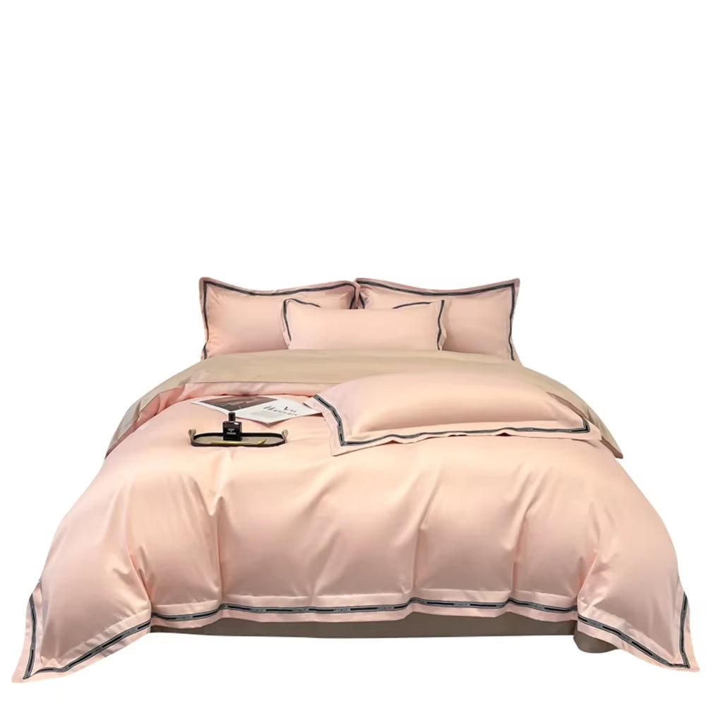 Egyptian Cotton Fitted Sheets Pillowcase Duvet Cover Bedding Sets Queen King Size Bed Linens Solid Color