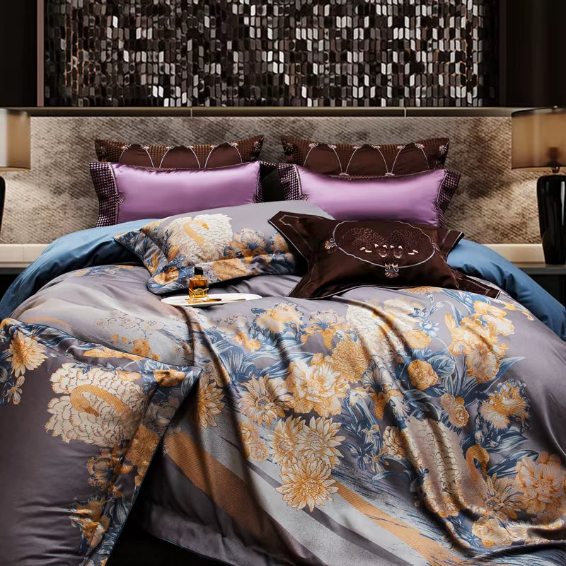 1500TC Jacquard Bedding Set Egyptian Cotton Queen King Linens (Thin Thick Sheet Duvet Cover) Underwear