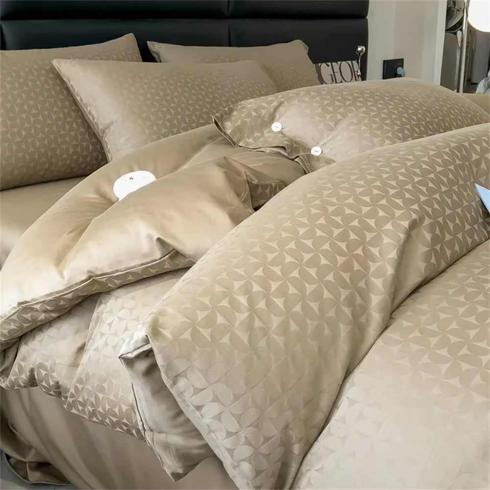 100 Egyptian Cotton Jacquard Bedlinens Ru Europe Queen King Size Set Fitted Sheet Duvet Cover Bedding