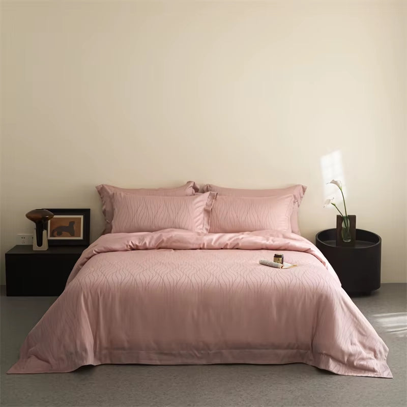 Lyocell Jacquard Bedding Sets Bed Linens Sheet Pillowcase Blanket Cover King Queen Europe Double Size