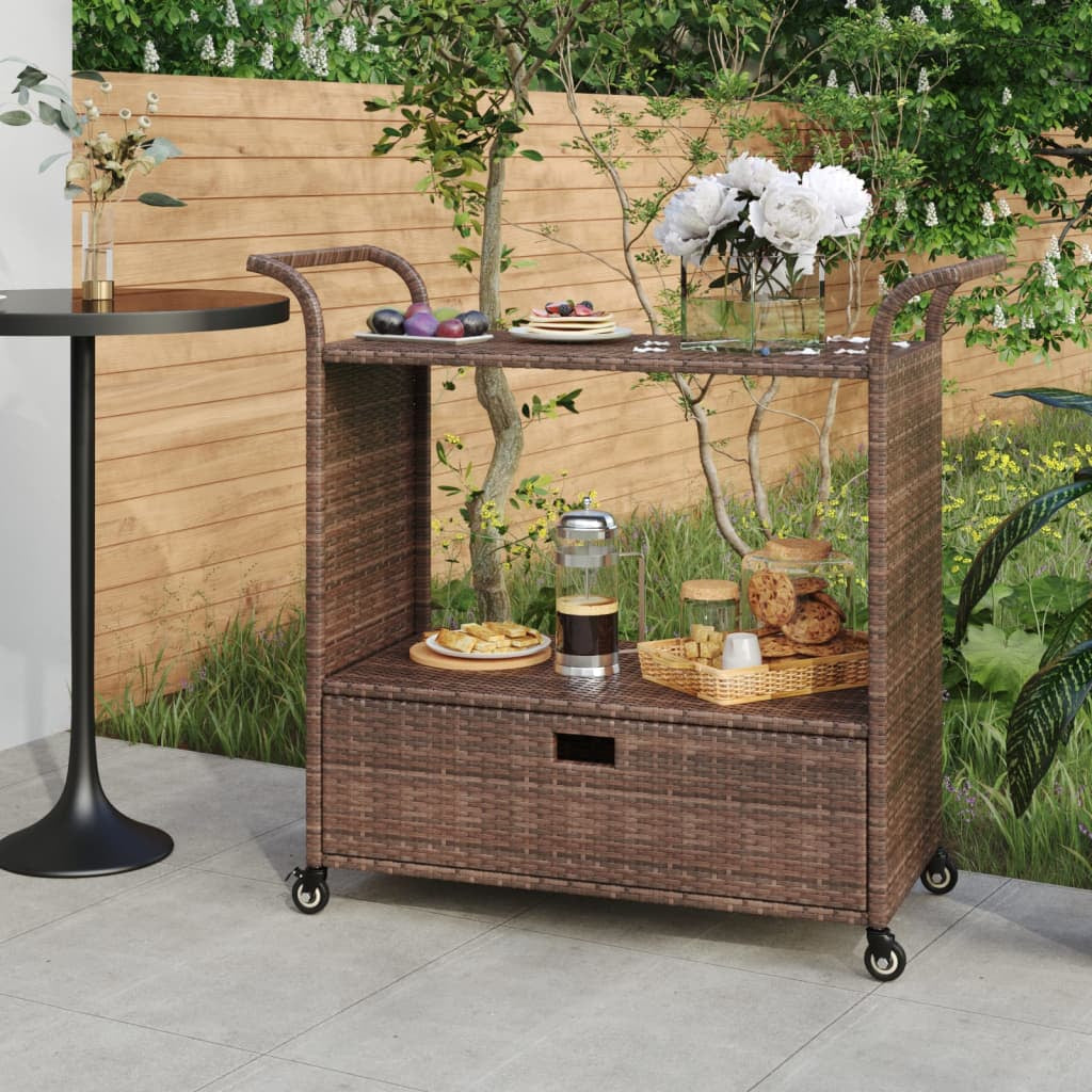 Barwagen Schublade 100X45X97Cm Poly Rattan Servierwagen Mehrere Auswahl Vidaxl