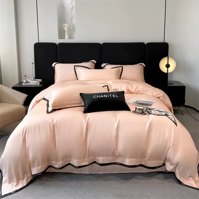 60S Lyocell Silked Bed Linens Bedding Set Sheet Pillowcase Duvet Cover Twin Queen King Size