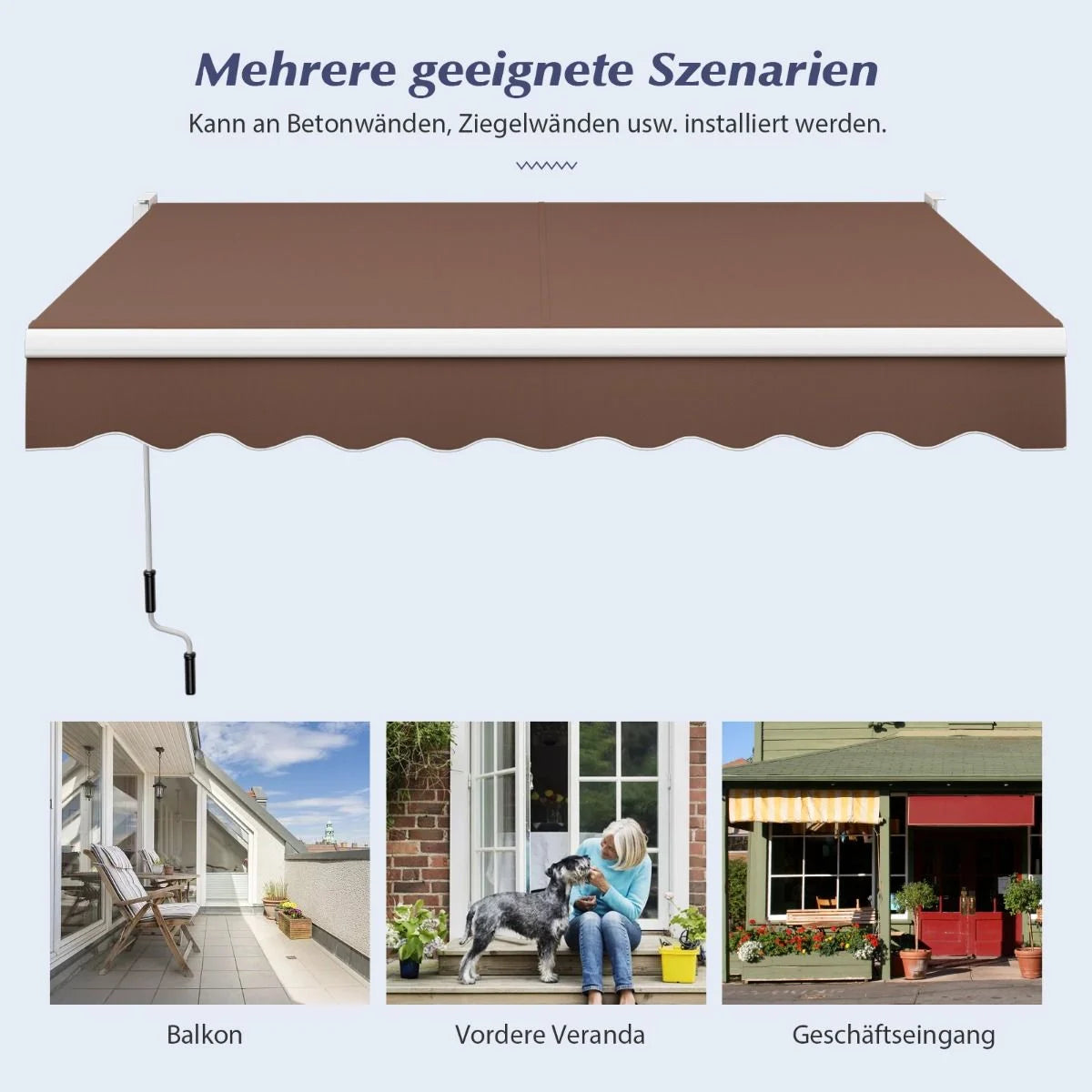 3 X 2,5 M Gelenkarmmarkise Sonnenmarkise Balkonmarkise Terrassenmarkise Klemmmarkise Mit UV- Und Wasserbeständigem Material