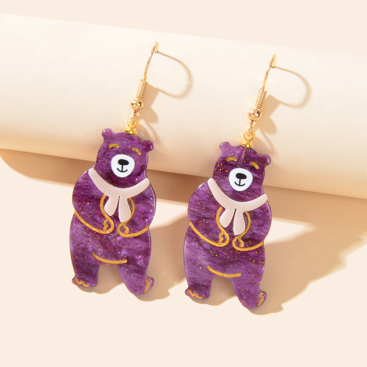Funny Cartoon Acrylic Lightweight Purple Bear Creative Drop Gift Resin