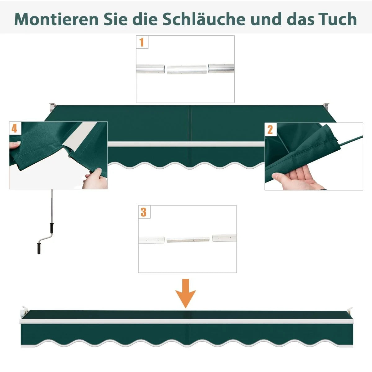 3 X 2,5 M Gelenkarmmarkise Sonnenmarkise Balkonmarkise Terrassenmarkise Klemmmarkise Mit UV- Und Wasserbeständigem Material