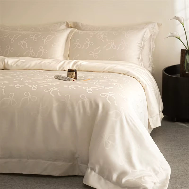 Lyocell Jacquard Bedding Sets Bed Linens Sheet Pillowcase Blanket Cover King Queen Europe Double Size