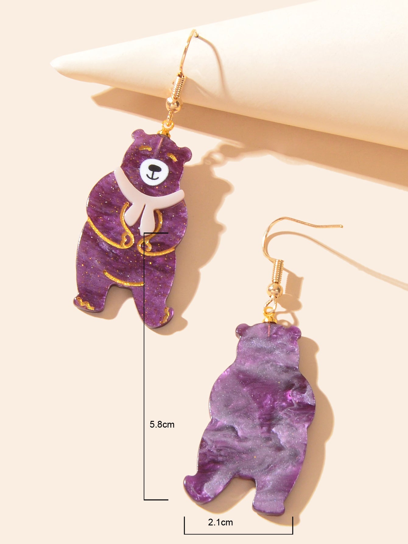 Funny Cartoon Acrylic Lightweight Purple Bear Creative Drop Gift Resin