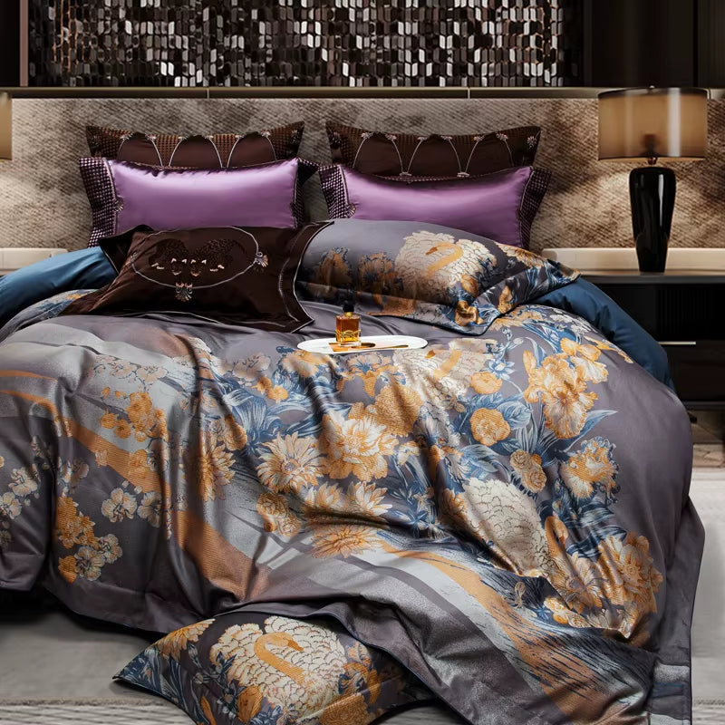 1500TC Jacquard Bedding Set Egyptian Cotton Queen King Linens (Thin Thick Sheet Duvet Cover) Underwear