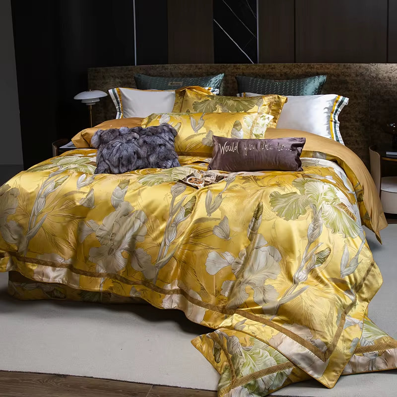1000TC Egyptian Cotton Jacquard Bedding Set Queen King Size Bedlinens Comforter Cover Sheet Pillowcase Underwear