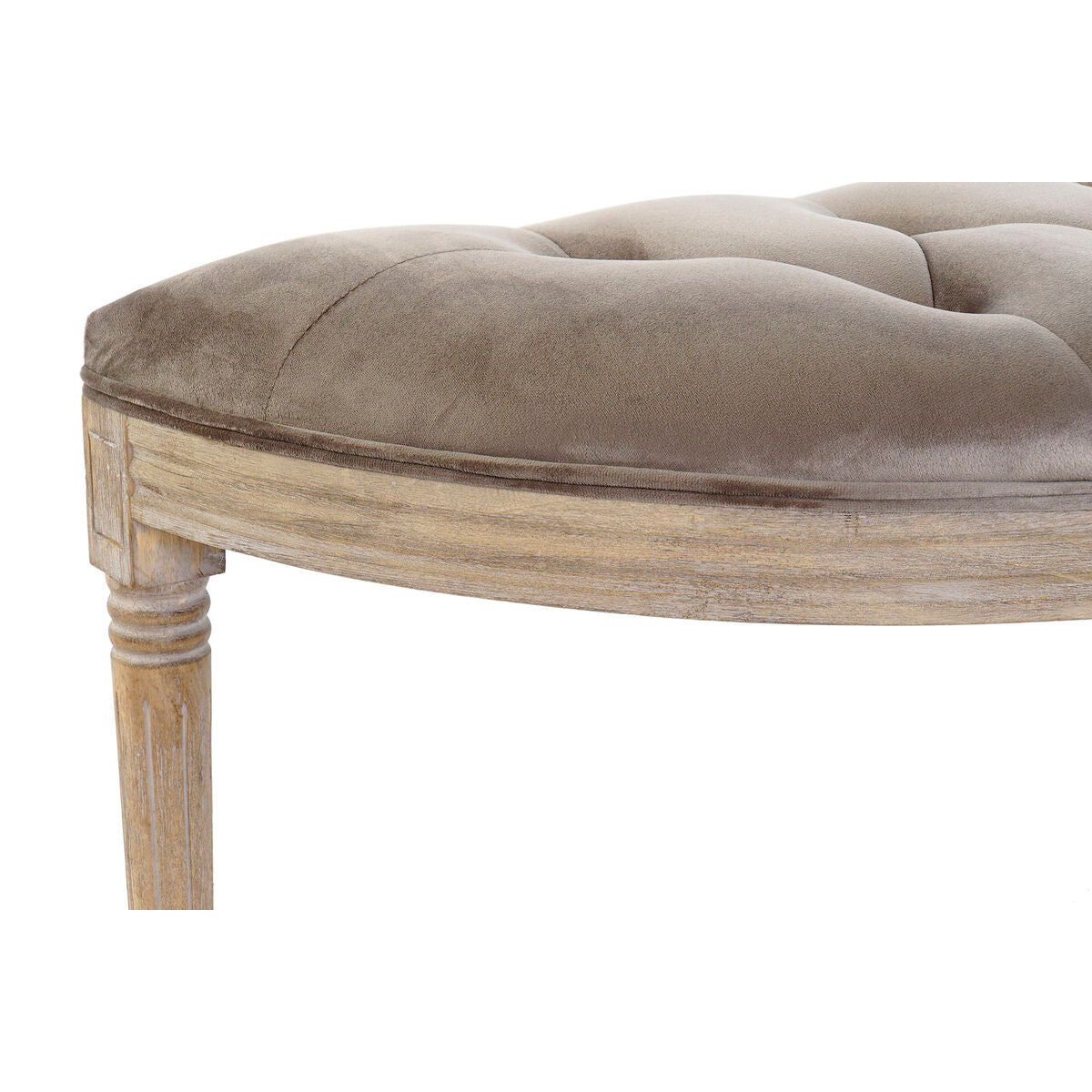 Bench DKD Home Decor   Natural Grey Polyester Velvet Rubber wood (125