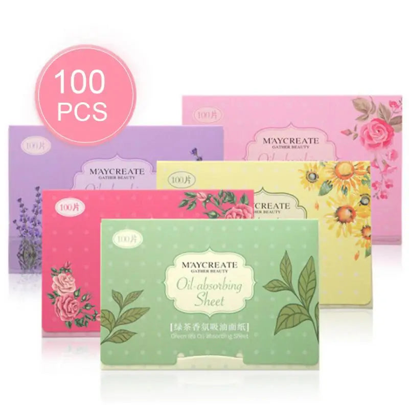 100 Tablets of Portable Facial Oil-Absorbing Paper Oil Control Cleansing Oily Facial Blotting Matte Tissue Beauty Makeup Tools