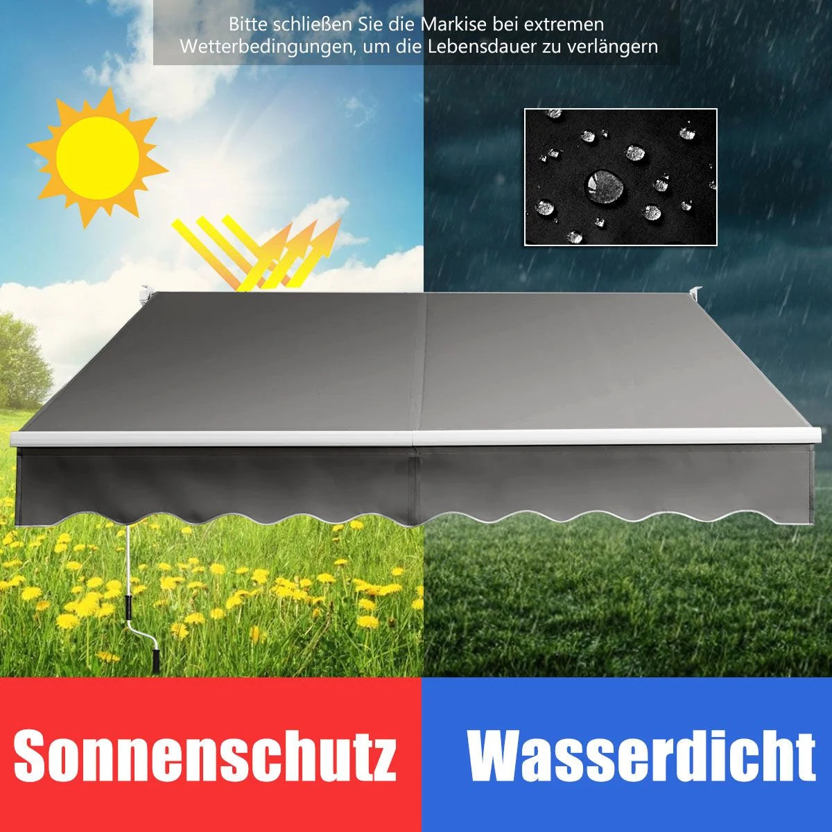 3 X 2,5 M Gelenkarmmarkise Sonnenmarkise Balkonmarkise Terrassenmarkise Klemmmarkise Mit UV- Und Wasserbeständigem Material