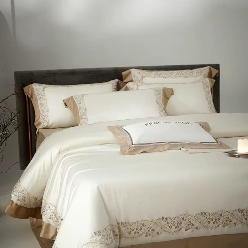 80S Egyptian Cotton Bedding Set King Queen Size Sheet Blanket Cover Pillowcase Bed Linens Solid Color