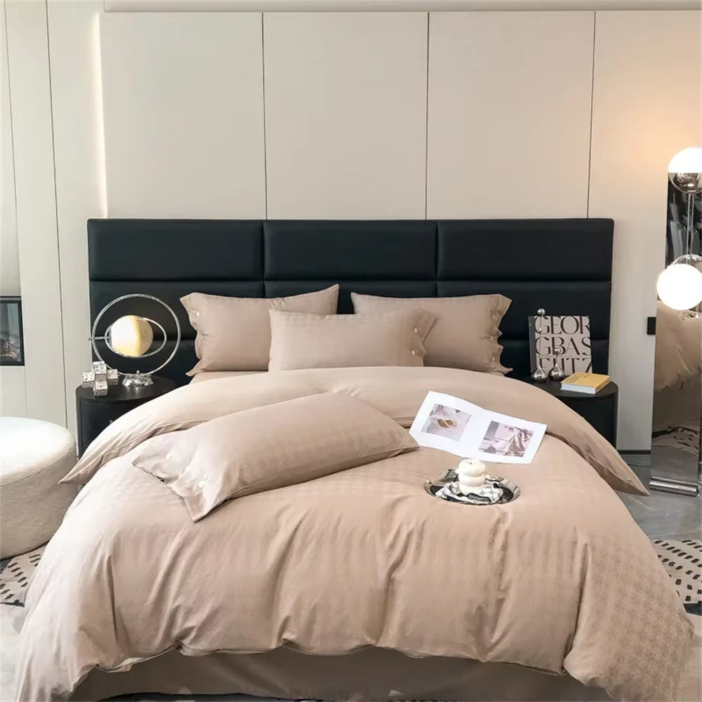 100 Egyptian Cotton Jacquard Bedlinens Ru Europe Queen King Size Set Fitted Sheet Duvet Cover Bedding
